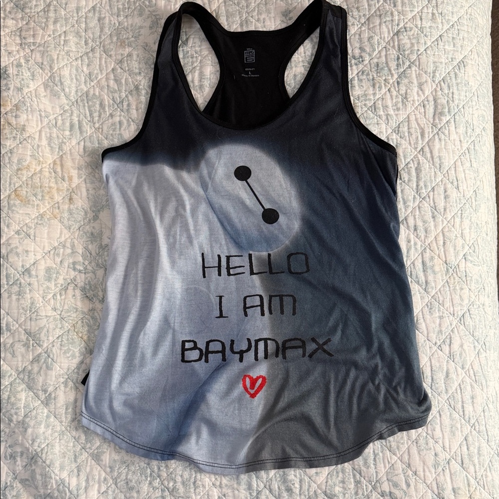 Disney Black and Gray Baymax Tank Top